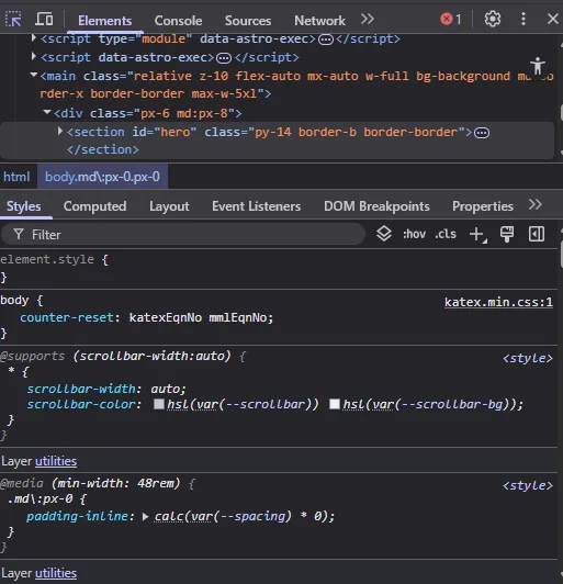 Developer Tools Styles Tab